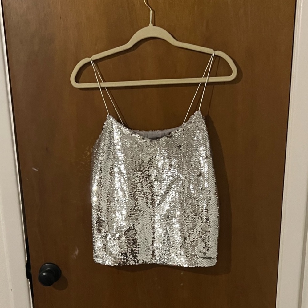 Silver sequins top